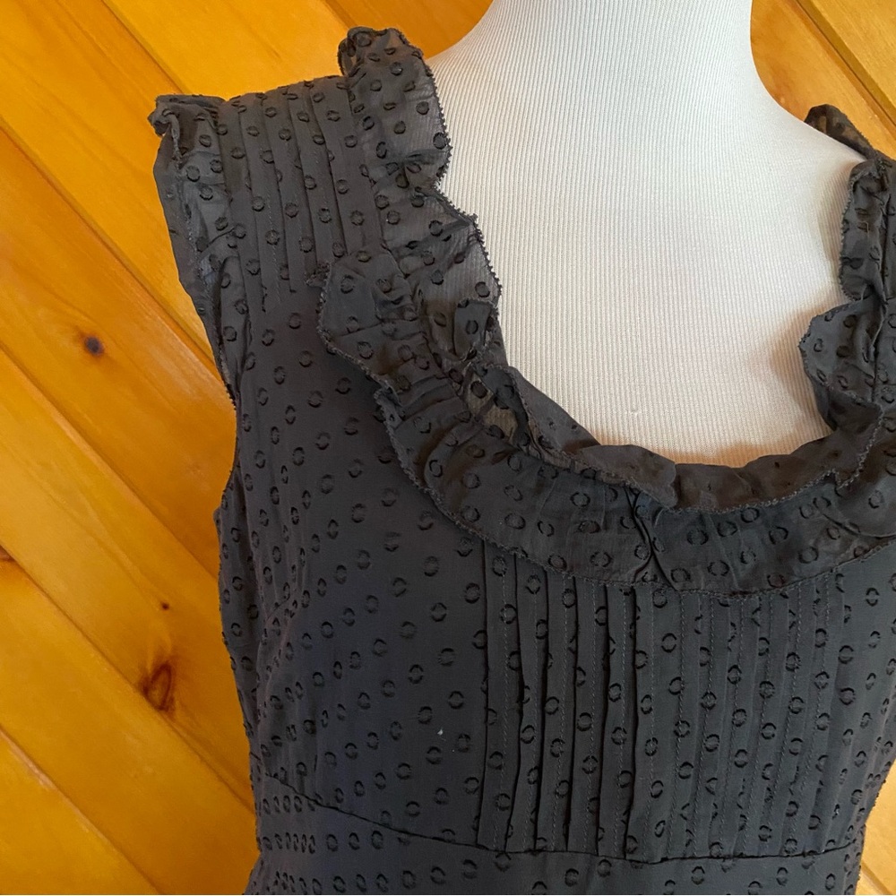 Anthro Moulinette Soeurs NWT Gray Swiss Dot Ruffle Silk Blend Dress Pockets 12